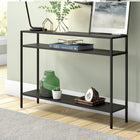Hudson&Canal Ricardo 42"W Console Table with Metal Shelves - Blackened Bronze-Clean with a soft, dry cloth and no harsh chemicals or abrasive cleaning materials