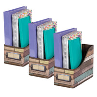 Teacher Created Resources Design Book Bin - Reclaimed Wood - 3 Pack-Great way to organize your classroom with style