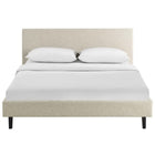 Modway Anya Fabric Queen Bed - Beige-Non-Marking Foot Caps