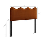 Modway Athena Stain-Resistant Performance Velvet Queen Size Headboard - Rust-Scalloped Wave Design