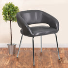 Flash Furniture Fusion Series Contemporary Leather Side Reception Chair - Grey-Plastic Floor Glides
