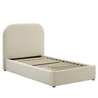 Modway Keynote Performance Velvet Curved Twin Platform Bed - Alabaster-Twin Size Platform Bed