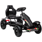 Aosom - Kart à pédales pour enfants avec siège réglable, roues en caoutchouc - noir-Frein à main, roue libre et fonctions marche arrière pour un excellent contrôle et une grande maniabilité 
