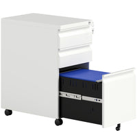 Vinsetto 3-Drawer Steel Letter/A4 Filing Cabinet - White-Fits under desks for efficient space utilization
