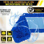 Gritt Commercial - Tête de vadrouille à poussière en microfibre bouclée - 36 po x 5 po - Bleu-Attire et enlève rapidement la poussière en un seul geste