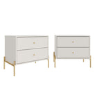 Manhattan Comfort Jasper 25.15" Modern Nightstand 2-Piece Set - Off White-Modern 2 Piece Nightstand Set for Bedroom and Living Room Use