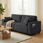 HOMCOM - Canapé 3 places en velours côtelé 86 po avec coussin à ressorts - gris foncé-Les accoudoirs extra-larges offrent un design haut de gamme et une commodité fonctionnelle  