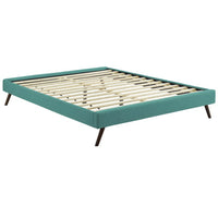Modway Loryn Fabric Full Bed Frame with Round Splayed Legs - Teal-Solid Wood Frame