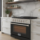 Kucht 36" KFX-X Series Pro Style Natural Gas Range - Stainless Steel/Black-Product dimensions 27.75" L x 36" W x 36" H