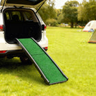 PawHut 61" Folding Pet Ramp with Grass Surface and Raised Side Rails - Black-Features a high-traction turf surface, ensuring your dog has a secure grip 