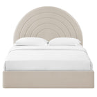 Modway Solana Arched Performance Velvet Queen Platform Bed - Almond-Platform Bed Frame