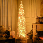 HOMCOM 7' Pre-Lit Artificial Christmas Tree with Warm White LED Lights - Pink-200 LED lights built right into the tree provide a warm display 
