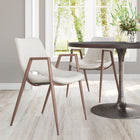 Zuo Desi Dining Chair - Beige/Walnut - Set of 2-Chair Weight Capacity: Supports up to 350 lb