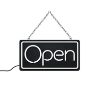 Futech Indoor Open Sign - 16" x 9" - White Neon-Bright, Steady LED Illumination: Constant light output clearly signals your business is open, making it easy for customers to spot your storefront at a glance.