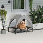 PawHut Elevated Cooling Dog Cot Bed with Canopy for Large Dogs - Light Grey-Breathable mesh promotes cooling airflow for pet comfort 