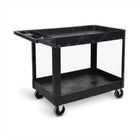 Luxor - Chariot robuste à bacs en polyéthylène à 2 tablettes - longueur 45 -5" - capacité 500 lb - noir-Fabriqué en résine thermoplastique moulée par injection, résistante aux taches, aux rayures, aux bosses et à la rouille