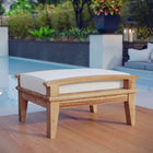 Modway Marina Outdoor Patio Teak Ottoman - Natural/White-Richly textured wood graining