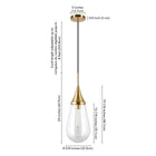 Hudson&Canal - Suspension Ambrose de 21 cm de large avec abat-jour en verre - Laiton/Transparent-Dimensions du produit : 8" L x 8" l x 13" H