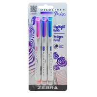 Zebra Mildliner Mix Highlighter - Cool Assortment - 3 Pack-Ideal for study notes, colourful highlighting, creating doodles, lettering and other creative products