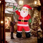 HOMCOM 8' Lit Inflatable Santa with Candy Cane Christmas Yard Decoration-White LED lights create a jolly, magical, and eye-catching effect 