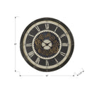 Monarch Specialties Clocks 30" Round Oversized Wall Clock - Brown -Made with a durable plastic frame and glass surface, this clock adds both a functional and decorative touch to your home decor