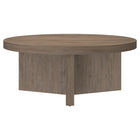 Hudson&Canal Holm 36"W Round Coffee Table - Antiqued Grey Oak-Table is made of high-quality and durable MDF and PVC materials