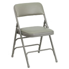 Flash Furniture – Chaise pliante en métal Hercules avec vinyle, 4 charnières et 3 renforts, gris, paq./4-Ensemble de 4 chaises pliantes en métal et rembourrées