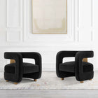 Manhattan Comfort - Amirah fauteuil d’appoint moderne en velours capitonné 28,94" - noir - lot de 2-Cadre en bois de pin de haute qualité avec pieds en métal doré brossé pour plus de mode et de durabilité