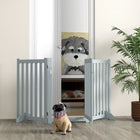 PawHut 3-Panel Foldable Dog Gate with Feet - Grey-It has three panels fixed together with hinges 