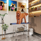 PawHut - Table de Toilettage pour Chien Réglable avec 2 Harnais de Sécurité - Bleu-Hauteur de barre réglable pour s’adapter en toute sécurité aux chiens de différentes tailles