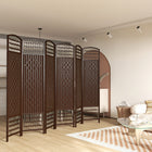 HOMCOM 6 Panel Wave Fiber Freestanding Room Divider for Home Office - Brown-Lightweight and easy to move around
