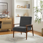 Modway - Jensen Tissu Boucle Chaise d’accent - Charbon de bois en noyer-Mousse rembourrée