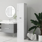 HOMCOM Tall Bathroom Storage Cabinet with Doors, Drawer and Adjustable Shelf - White-Cut-out handle ensures easy access and clean look