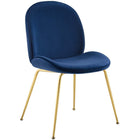 Modway - Scoop Jambe en acier inoxydable doré Performance Velvet Chaise à manger - Marine-Fauteuil d’accompagnement moderne à manger