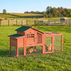 PawHut - Poulailler avec enclos, poulailler mobile en bois avec pondoir-Comprend un plateau coulissant et plusieurs portes pour un nettoyage et un accès faciles 