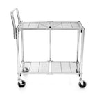 Luxor Collapsible Steel Wire 2-Shelf Cart - Silver-Ideal for food service, industrial or commercial use