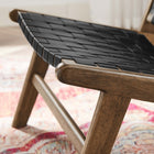 Modway - Saoirse Cuir Fauteuil lounge d’accent en bois - Noir noyer-Protège-pieds pour la protection du sol