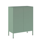 Manhattan Comfort Naomi 31.5" Modern Accent Cabinet - Green-Steel: Cleaning: Wipe with a soft, dry cloth. For tough stains, use a mild detergent with water, followed by a dry cloth to prevent water spots. Avoid: Using abrasive pads that can scratch the surface. Avoid leaving water or moisture on the surface for long periods. Care: Regularly check for rust, especially in humid environments. If rust develops, use a metal polish or rust remover. Protection: Use placemats or coasters to prevent scratches or den