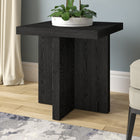 Hudson&Canal Elna 22"W Square Side Table - Black Grain-Finished in wood-look black grain