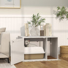 PawHut - Enclos pour bac à litière pour chat avec porte en rotin et tapis à gratter - blanc-Surface supérieure pour exposer des œuvres d'art, des livres ou des objets de décoration 