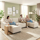HOMCOM U-Shaped Sofa Couch with Double Chaises - Beige-Matching pillows provide extra lumbar or neck support for optimal relaxation  