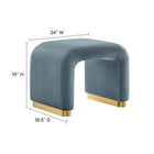 Modway - Koda Performance Velvet Tabouret en cascade - Bleu Cadet en Laiton-Conception des cascades