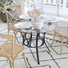 Flash Furniture Carlisle 42" Round Glass Dining Table with Black Metal Frame-8mm Thick Glass