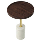 Modway - Amina Manche Table d’appoint en bois d’acacia - Noyer/blanc-Pad sans marquage pour la protection des planchers