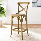 Modway Gear Counter Stool - Natural-Woven Rattan Seat