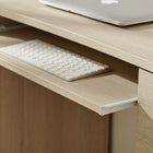 Modway Mirae 55" 6-Drawer Curved Office Desk - Brushed Light Oak-Wood Grain Laminate Finish