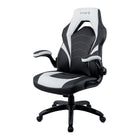Emerge Vortex Bonded Leather Gaming Chair, Black and White-Built-in headrest provides added comfort