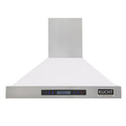 KUCHT KRH3015-W 30" 900 CFM Wall Mounted Range Hood - Stainless Steel/White-Professional range hood features 3 powerful blowers up to 900 CFM that will give you different levels of airflow and capture smoke and cooking odours in a quiet operation