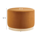 Modway Tilden Large 23" Round Performance Velvet Upholstered Ottoman - Rust/Natural-Stain-Resistant Fabric