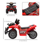 Aosom Toddlers 6V Battery Powered Ride-on ATV with Music - Red-Button on the handlebar for moving forward, with a speed of 1.24mph 